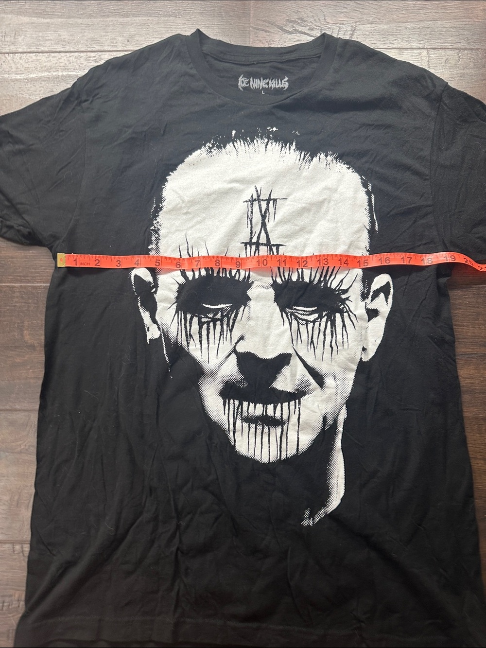 Black Graphic Men's T-Shirt with White Skull Face Print c10 - Picture 3 of 4